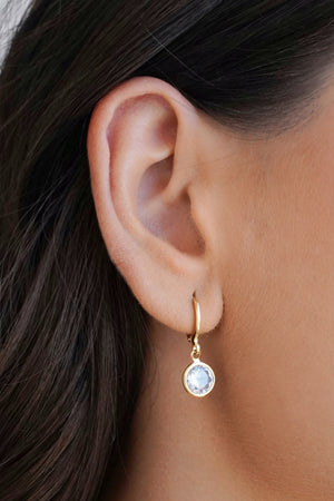 Brinco Argola Click Ponto de Luz Cristal 2.5 cm Banhado a Ouro 18K