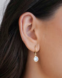 Brinco Argola Click Ponto de Luz Cristal 2.5 cm Banhado a Ouro 18K