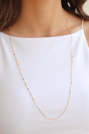 Gargantilha Grumet Longa Plaquinhas Banhado a Ouro 18K - 80 cm