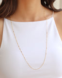 Gargantilha Grumet Longa Plaquinhas Banhado a Ouro 18K - 80 cm