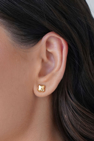 Brinco Flor Lisa 8 mm Banhado a Ouro 18K