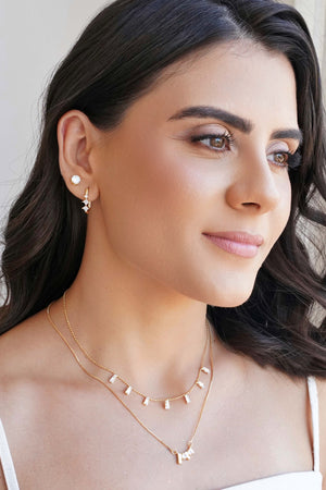 Gargantilha Geométrico Pontos de Luz Cristal Banhado a Ouro 18K - 40 cm