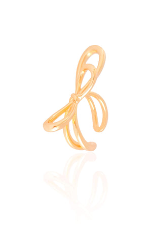 Anel Ajustável Laço Tamanho M Banhado a Ouro 18K