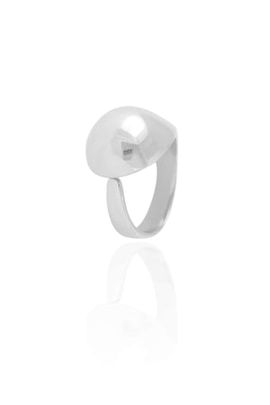 Anel Ajustável Gota Lisa Tamanho M Ródio Branco