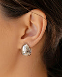 Brinco Argola Click Gota Lisa 1.8 cm Ródio Branco