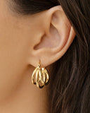 Brinco Argola Fecho Italiano Três Filetes Tubo 2.3 cm Banhado a Ouro 18K