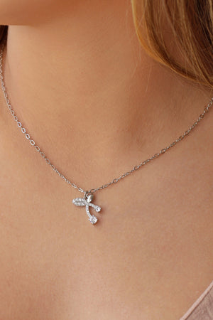 Gargantilha Elos Cereja Cravejado Cristal Ródio Branco - 45 cm