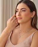 Anel em X Cravejado Cristal Tamanho 21 Ródio Branco