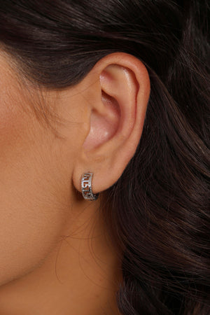 Brinco Argola Click Detalhada Vazada 1.2 cm Ródio Branco