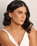 Brinco Argola Click Estrelas Cravejada Cristal 1.7 cm Ródio Branco