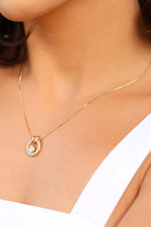 Gargantilha Redondo Cravejado Ponto de Luz Cristal Banhado a Ouro 18K - 45 cm