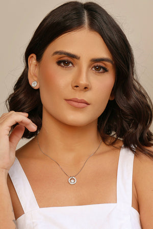 Gargantilha Redondo Cravejado Ponto de Luz Cristal Ródio Branco - 45 cm