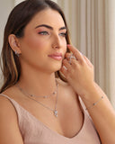 Brinco Argola Click Cravejado Cristal 1.5 cm Ródio Branco