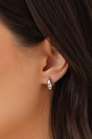 Brinco Argola Click Lisa 1.3 cm Ródio Branco