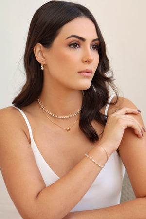 Gargantilha Veneziana Bola Lisa 8 mm Banhado a Ouro 18K - 40 cm