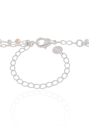 Gargantilha Dupla Elos Pérolas Ródio Branco