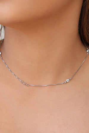 Choker Veneziana Pontos de Luz Cristal Ródio Branco