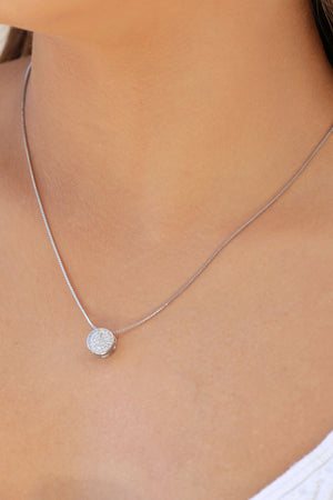 Gargantilha Veneziana Redondo Cravejado Cristal Ródio Branco - 45 cm