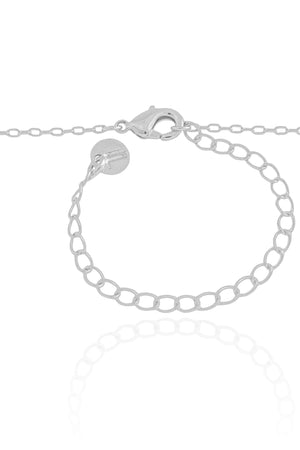 Gargantilha Elos Trevos Cravejados Cristal Ródio Branco - 45 cm