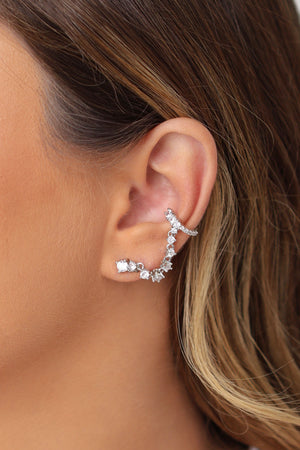 Ear Line Pontos de Luz Cristal Ródio Branco