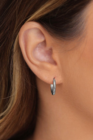 Brinco Argola Click Lisa 1.6 cm Ródio Branco