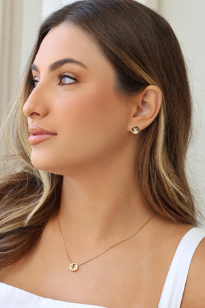 Brinco Redondo Gota Cristal 1.0 cm Banhado a Ouro 18K