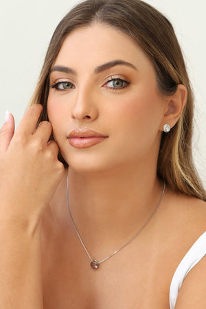 Brinco Redondo Gota Cristal 1.0 cm Ródio Branco