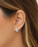 Brinco Redondo Gota Cristal 1.0 cm Ródio Branco