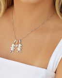 Gargantilha Filho Meninos Mix de Banhos Coração Cristal Ródio Branco - 45 cm