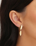 Brinco Losango Duplo Liso 3.5 cm Banhado a Ouro 18K