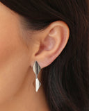 Brinco Losango Duplo Liso 3.5 cm Ródio Branco