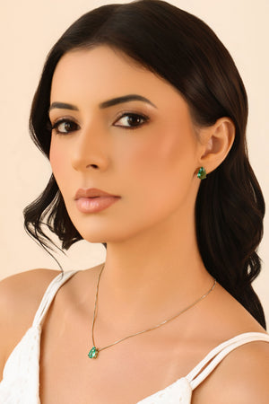 Conjunto Gota Turmalina Ródio Branco