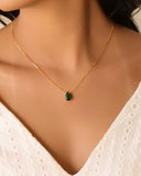 Conjunto Gota Esmeralda Banhado a Ouro 18K