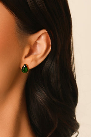 Conjunto Gota Esmeralda Banhado a Ouro 18K