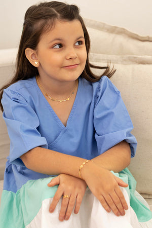 Brinco Infantil Coração Liso Banhado a Ouro 18K