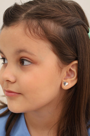 Brinco Infantil Coração Liso Ródio Branco