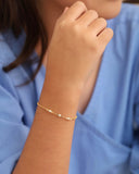 Pulseira Infantil Pérolas 3 mm Banhado a Ouro 18K