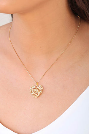 Conjunto Coração Galhos Banhado a Ouro 18K