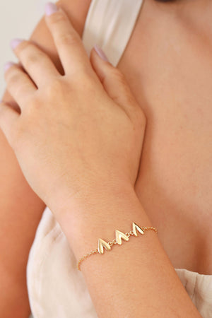 Pulseira Elos Corações Lisos Banhado a Ouro 18K