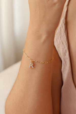 Pulseira Elos Letra S Cravejado Cristal Banhado a Ouro 18K