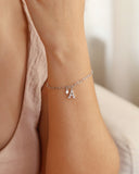 Pulseira Elos Letra S Cravejado Cristal Ródio Branco