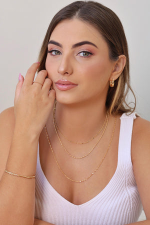 Gargantilha Plaquinhas Grumet 2 mm Banhado a Ouro 18K - 45 cm