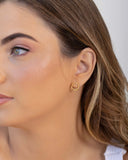 Brinco Argola Frontal Torcida Detalhes 1.2 cm Banhado a Ouro 18K