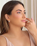 Brinco Argola Filetes Lisos e Cravejados Cristal 1.9 cm Banhado a Ouro 18K