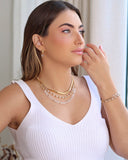 Pulseira Bolas Lisas e Cristais Banhado a Ouro 18K