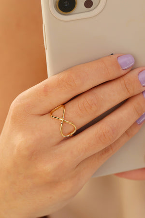 Anel Infinito Tamanho 19 Banhado a Ouro 18K