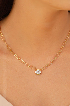 Gargantilha Elos Ovais Ponto de Luz Cristal Banhado a Ouro 18K - 45 cm