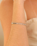 Pulseira Dupla Plaquinhas Elos Ródio Branco