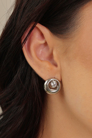 Brinco Redondo Ponto de Luz Cristal 1.7 cm Ródio Branco