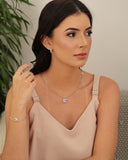 Pulseira Elos Retangulo Cristal Ródio Branco